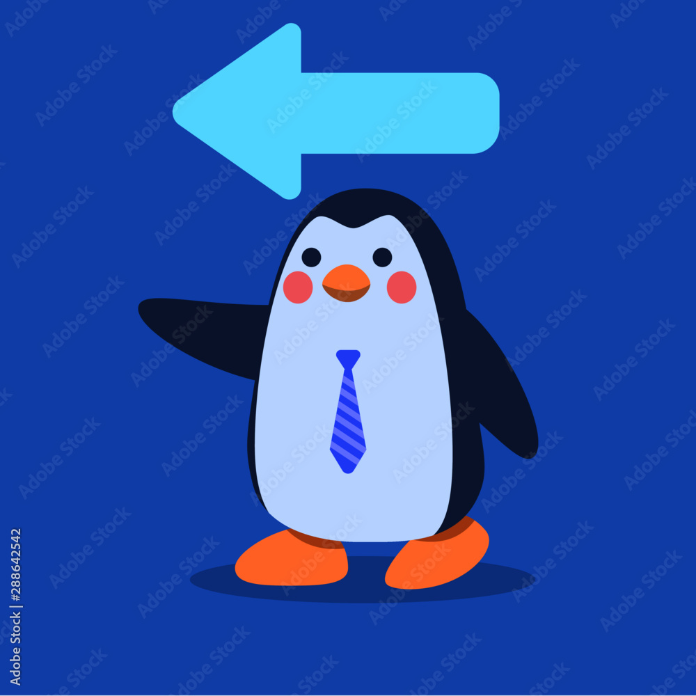 Fototapeta premium Cute Blue Penguin doing Business