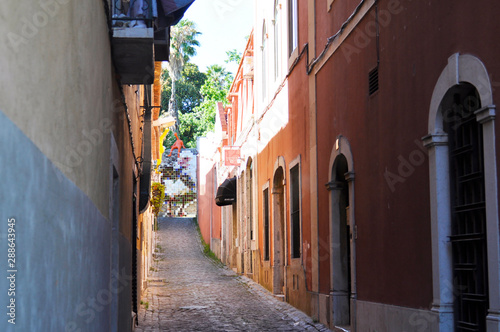 Narrow streets in Lisbon. Downtown Lisbon. Portugal