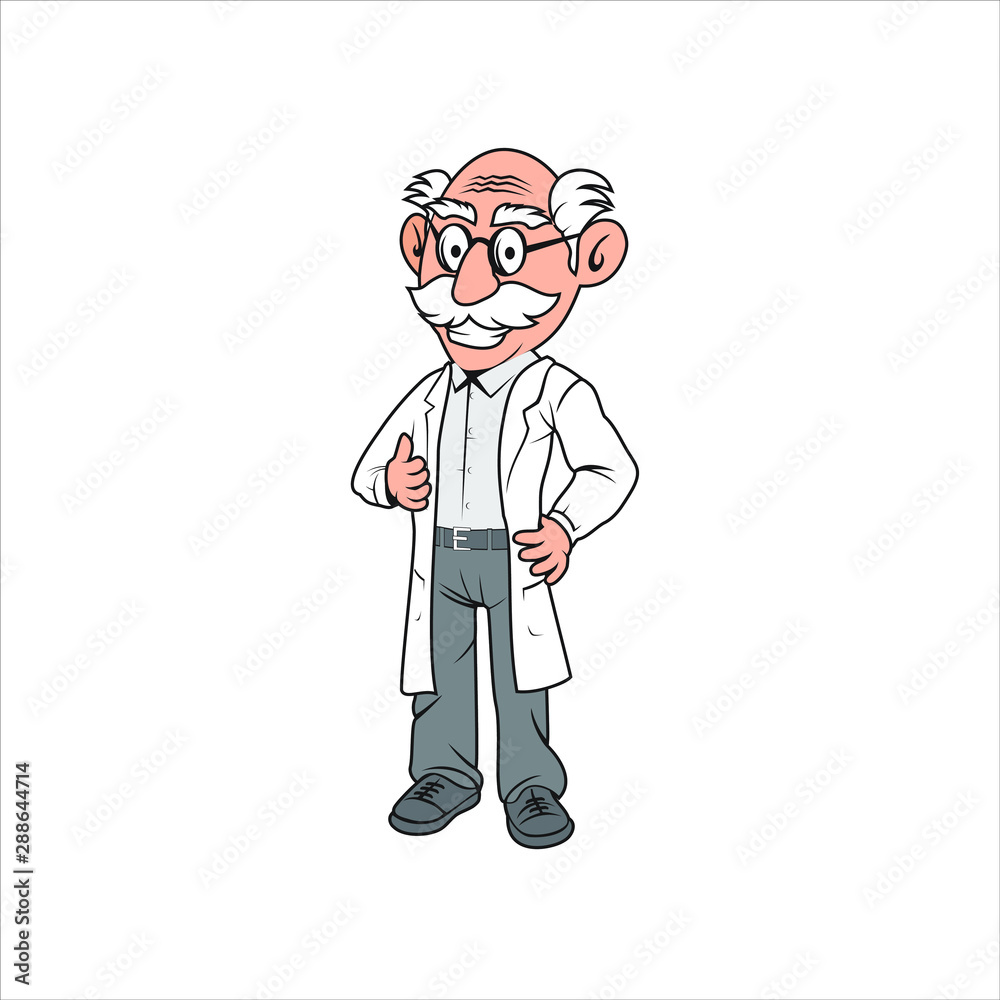 Professor old man cartoon character illustration design vector format