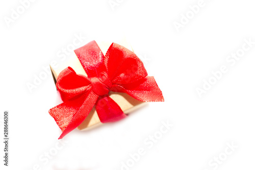 New Year. New Year's gifts tied with a red ribbon. Gifts for the most beloved.