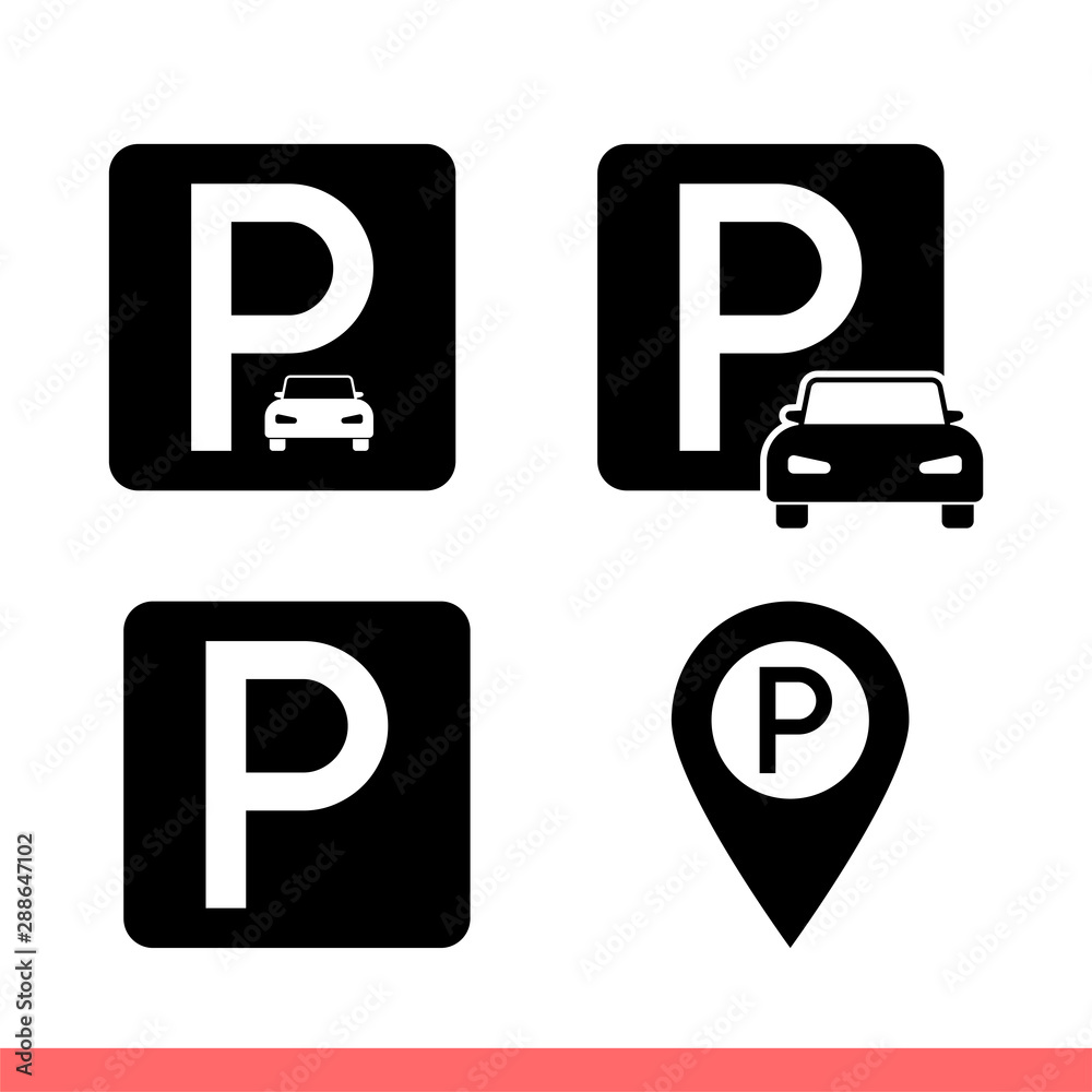 Parking icon set in flat isolated on white background, way sign vector illustration for web site or mobile app Parking icon set in flat isolated on white background, way sign vector illustration for web site or mobile app