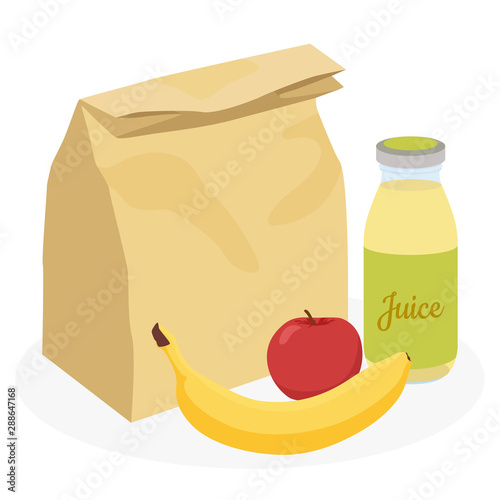 Lunchbox with healthy food. Concept of a healthy lifestyle, losing weight. Flat vector illustration isolated on white
