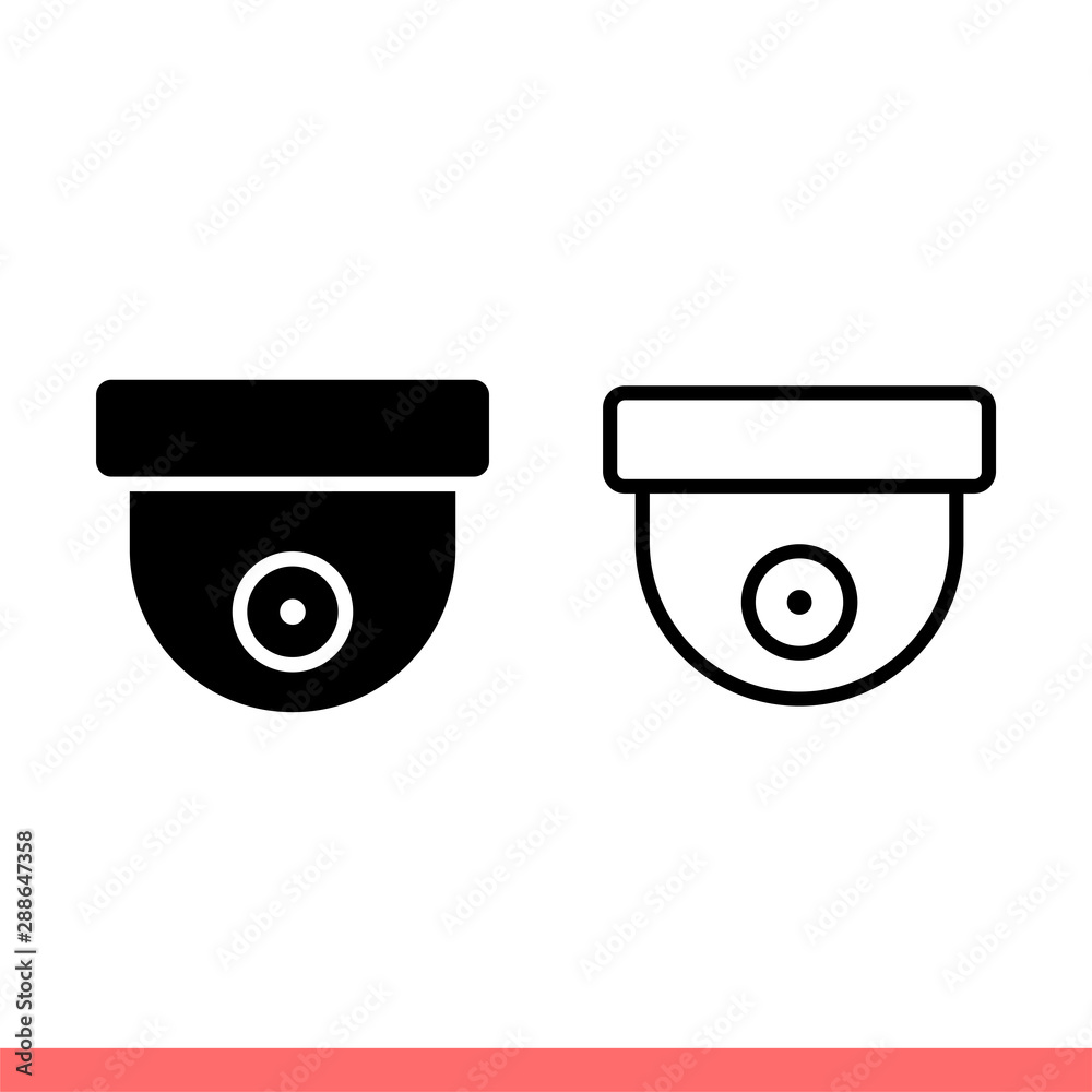 Security camera icon set in flat isolated on white background, safety vector illustration for web site or mobile app Security camera icon set in flat isolated on white background, safety vector illustration for web site or mobile app