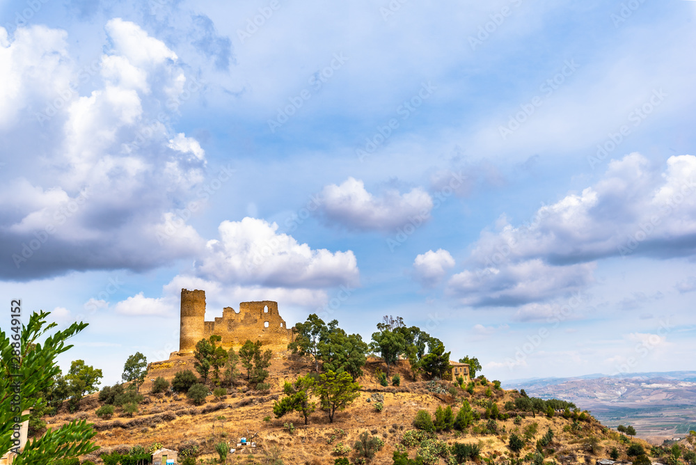 Picturesque View of Mazzarino Medieval Castle, Caltanissetta, Sicily, Italy, Europe