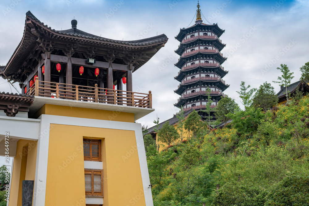 The scenery of Chongren Temple in Lishui City, Zhejiang Province, China The scenery of Chongren Temple in Lishui City, Zhejiang Province, China