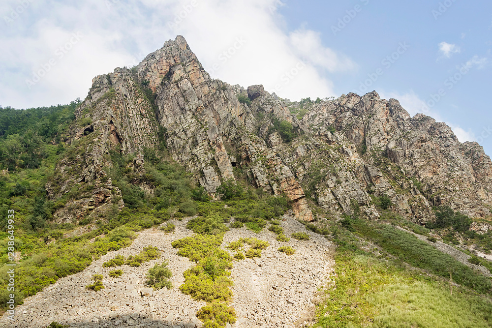 La Pornacal hiking route in Somiedo natural park, Spain, with straw roof houses La Pornacal hiking route in Somiedo natural park, Spain, with straw roof houses