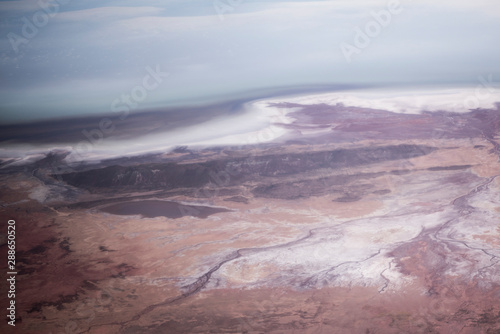 Aerial landscape flying into La Paz, Bolivia, South America
