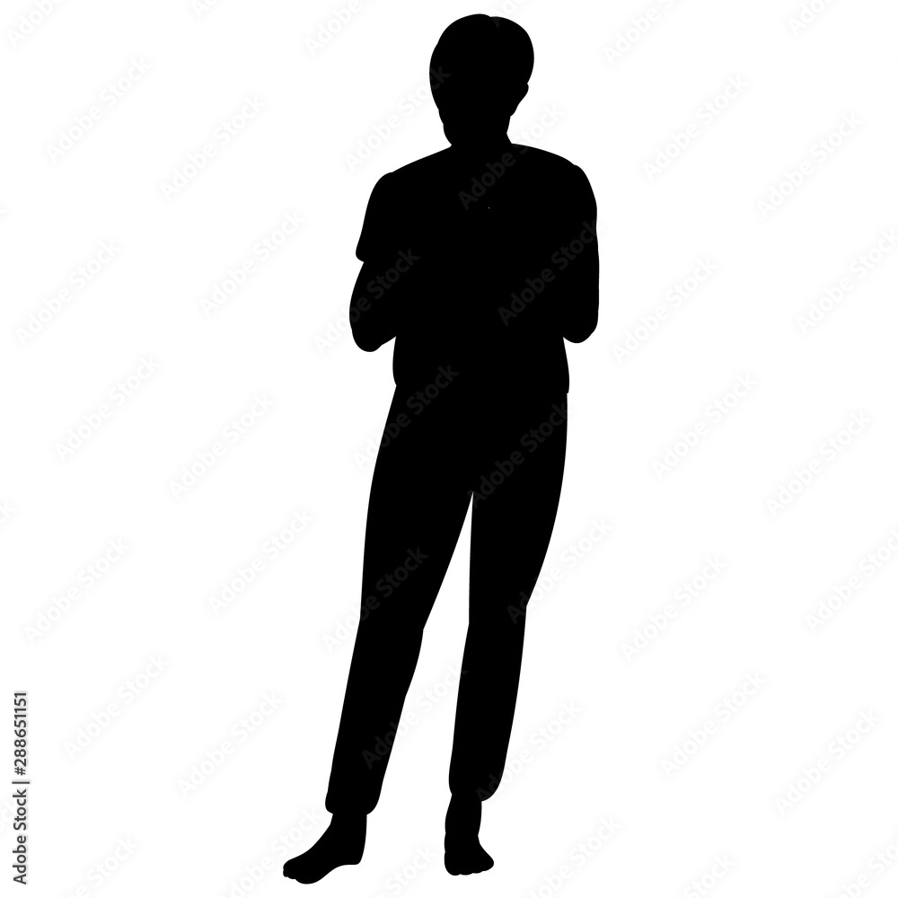 black silhouette  girl, on a white background