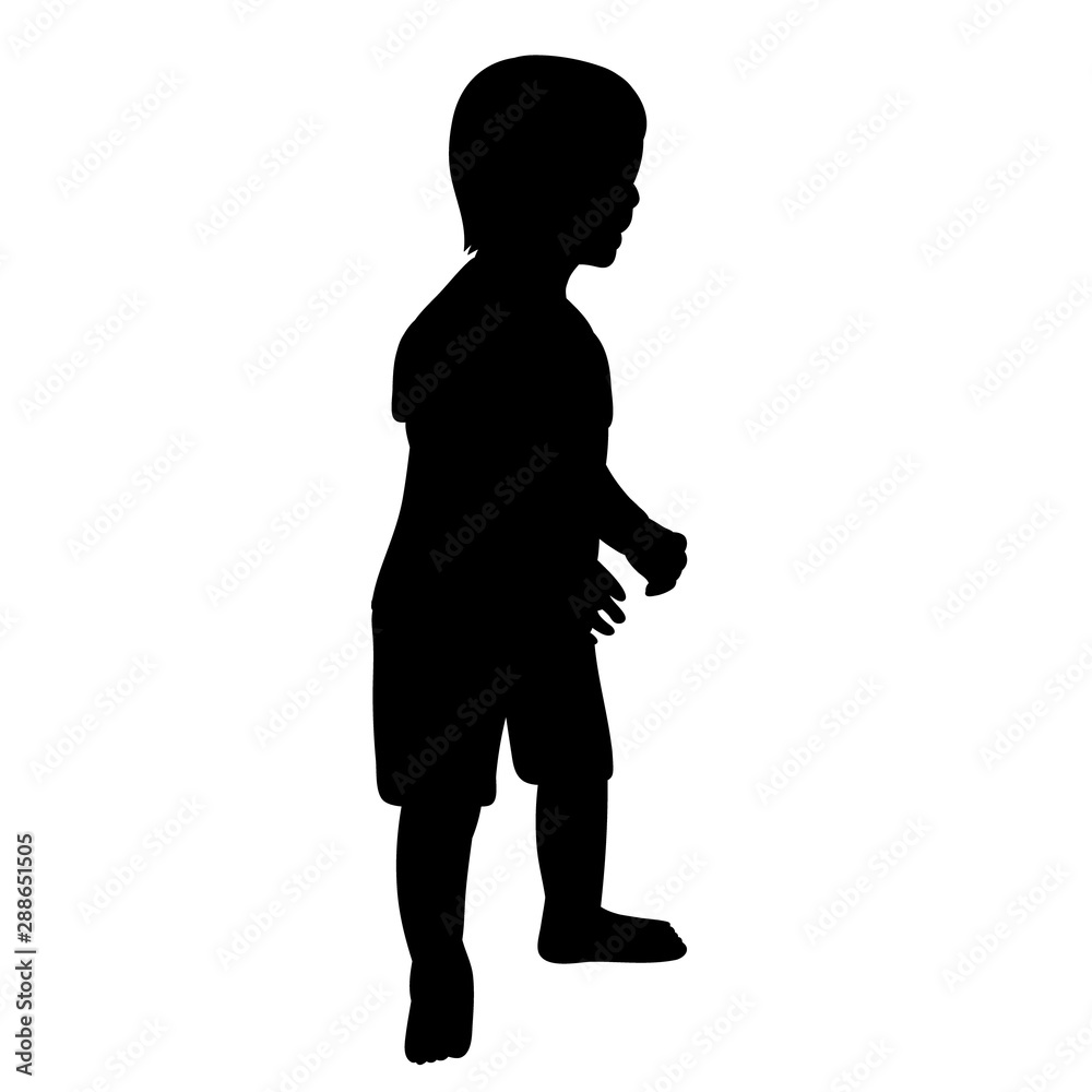  isolated, black silhouette of a child, boy