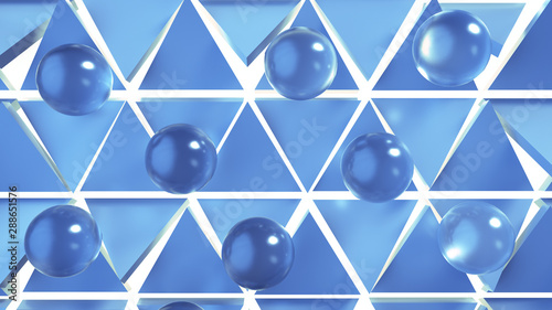 Soft blue spheres on on tri...