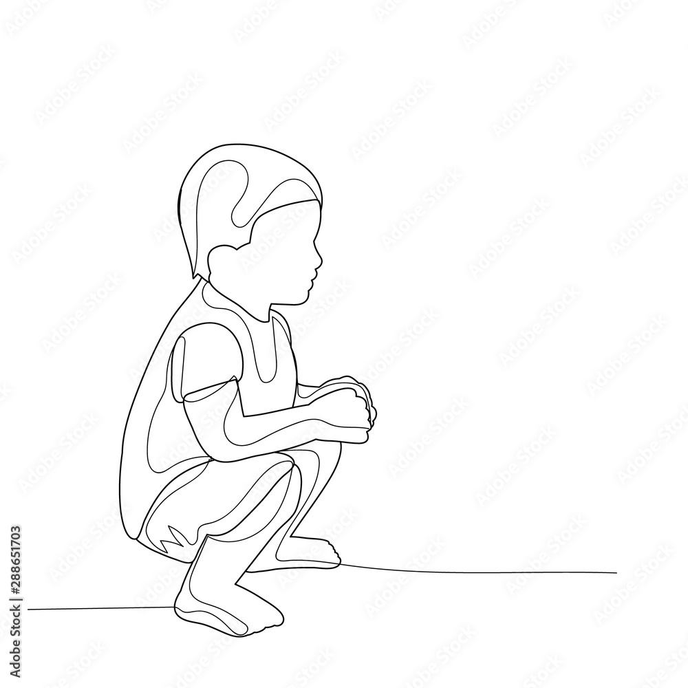 vector, isolated, sketch with lines child, boy sitting vector, isolated, sketch with lines child, boy sitting
