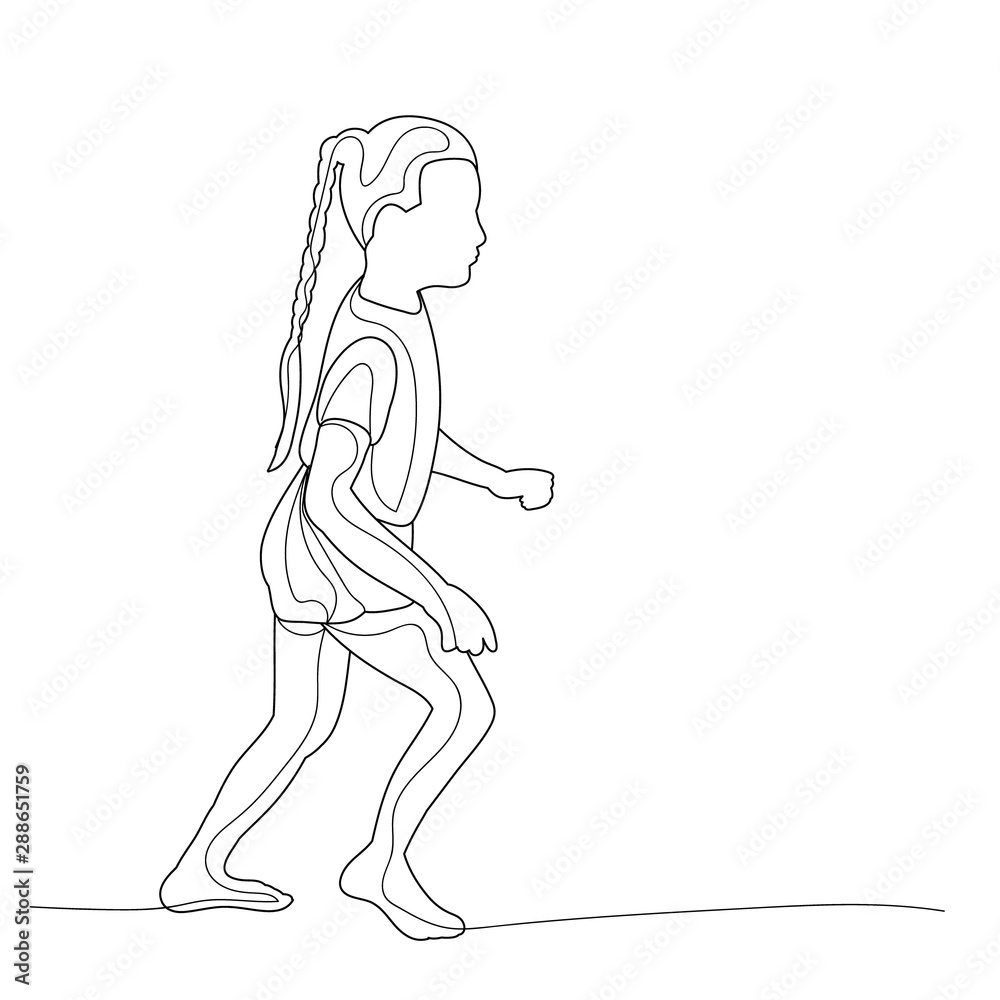 isolated, sketch with lines child, girl