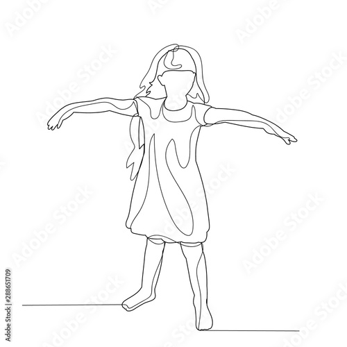 lines child, girl on a white background