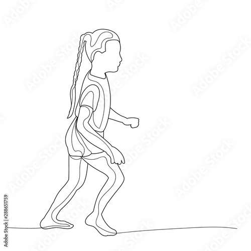 isolated, sketch with lines child, girl
