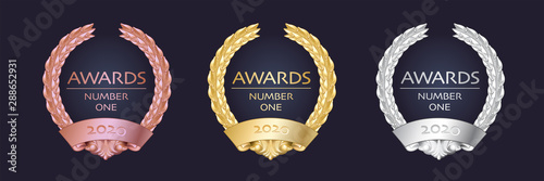 Vector golden wreath anniversary_nomber one