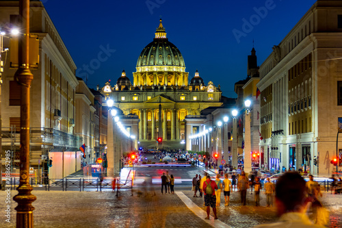 Long exposure blue hour of the St. Peter's Basilica in the Vatican © Dronandy