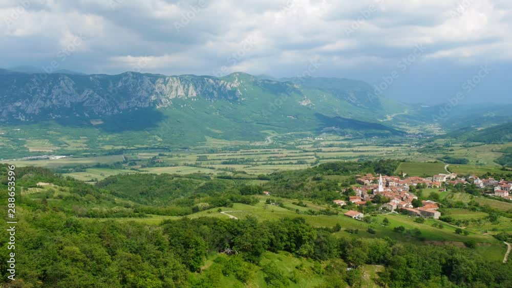 historic village with church on top of the hill panoramic view of the entire valley from the top historic village with church on top of the hill panoramic view of the entire valley from the top