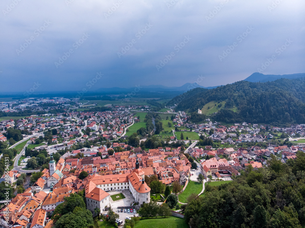 Fototapeta premium Skofja Loka, Slovenia (Drone shot)