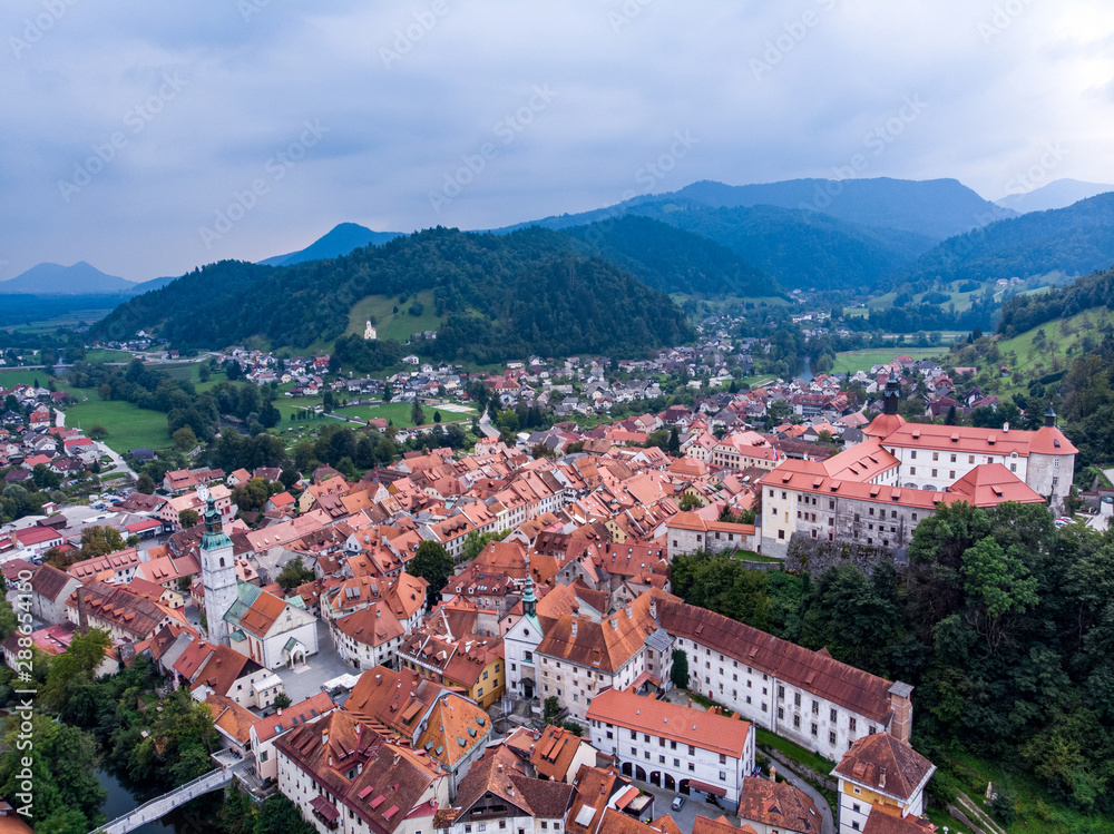 Skofja Loka, Slovenia (Drone shot) Skofja Loka, Slovenia (Drone shot)
