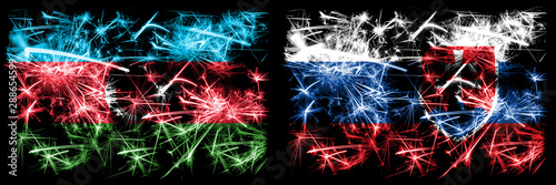 Azerbaijan, Slovakia, Slovakian, flip sparkling fireworks concept and idea flags © Vlad