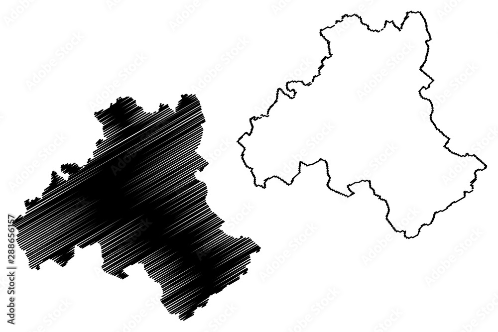 Heves County (Hungary, Hungarian counties) map vector illustration, scribble sketch Heves map