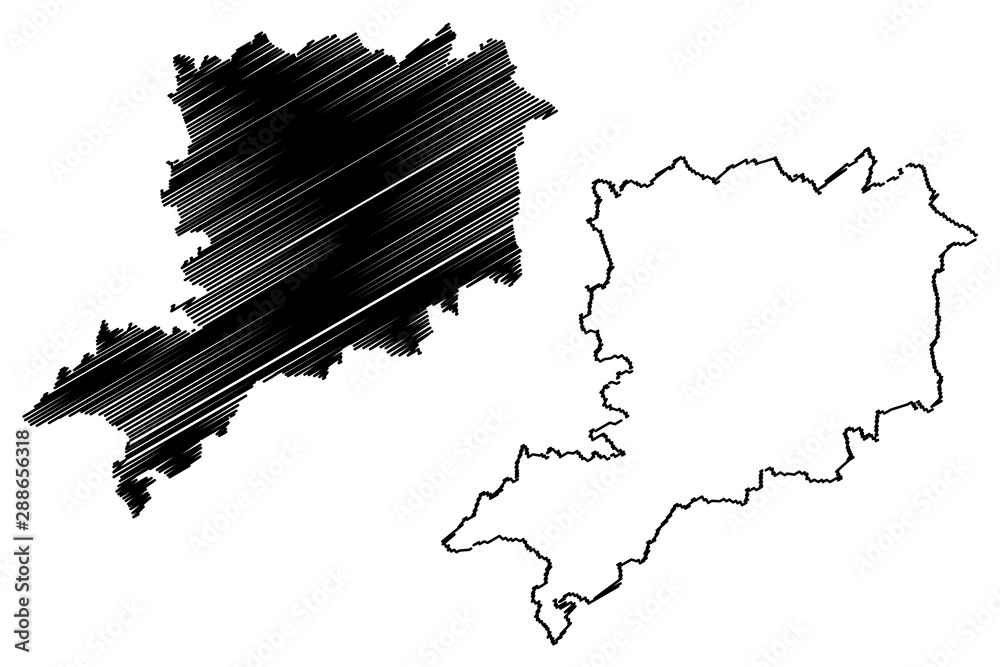 Vas County (Hungary, Hungarian counties) map vector illustration, scribble sketch Vas map
