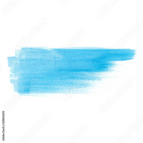 Blue watercolor brush strokes on white background. Copy space for text.