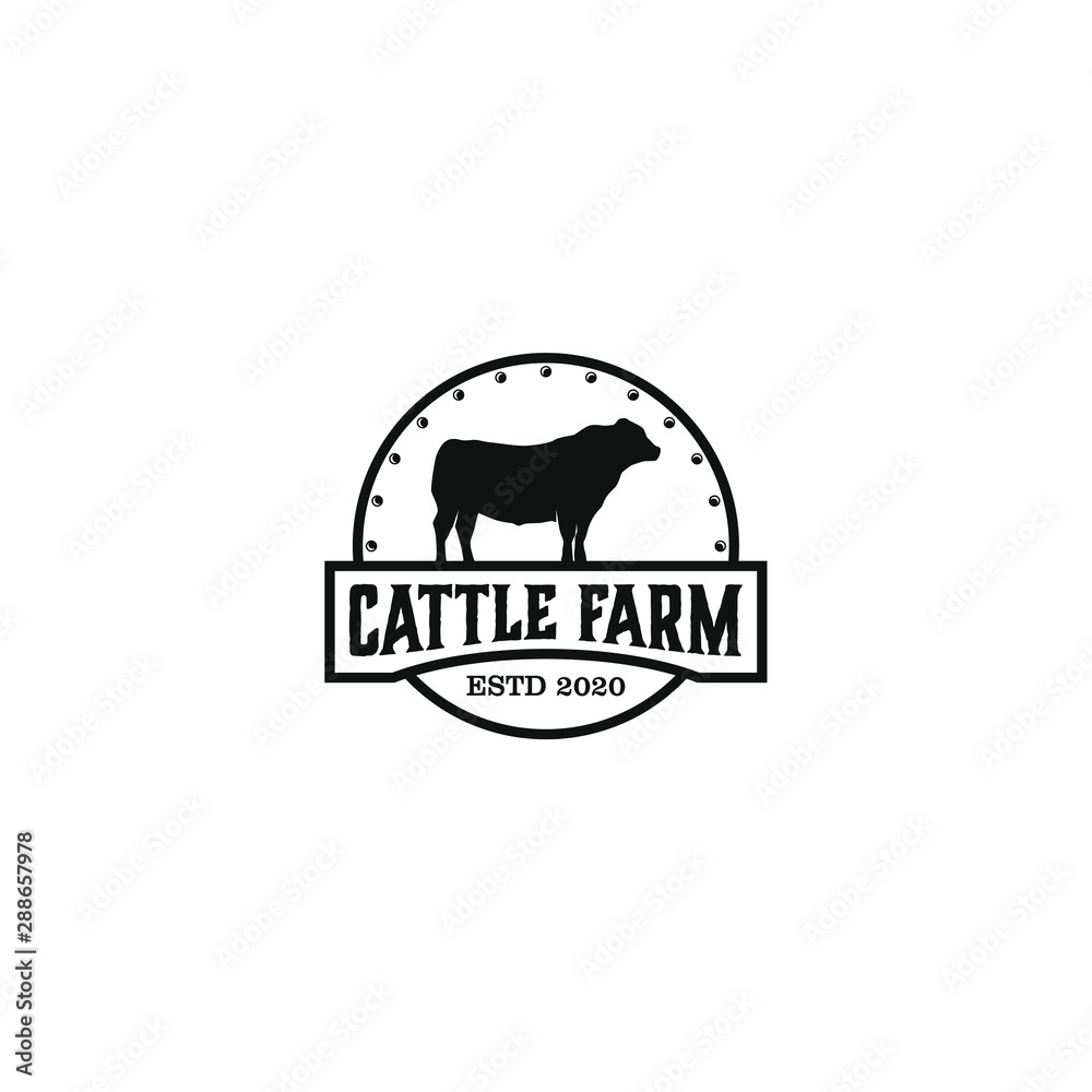 Cattle farm logo design - angus cow farm Stock Vector | Adobe Stock