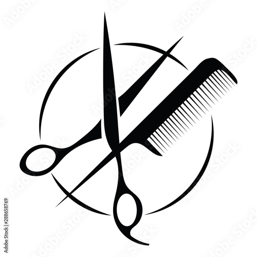 Logo for the hairdresser. Black and white logo for a barbershop.Vector illustration for hairdresser.