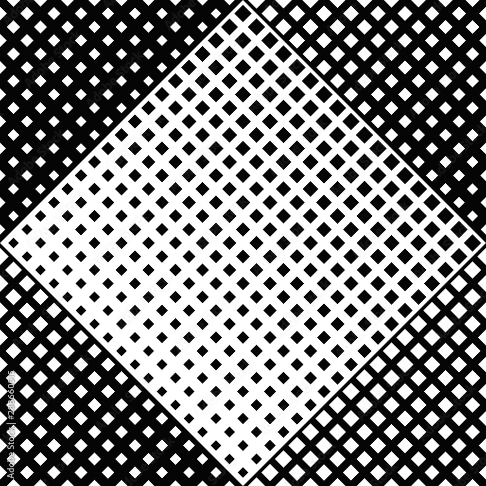 Seamless square pattern background - abstract black and white vector graphic design from diagonal squares