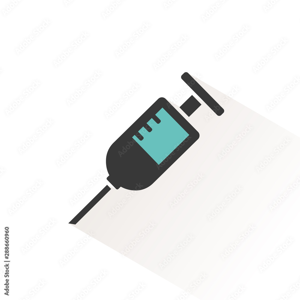 Syringe color icon with beige shade. Pharmacy and medicine vector illustration Syringe color icon with beige shade. Pharmacy and medicine vector illustration