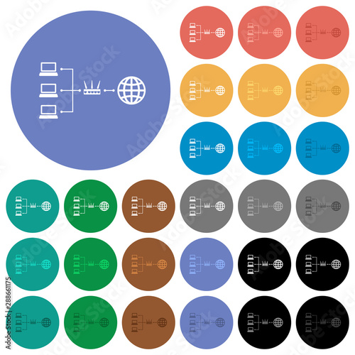 Network address translation round flat multi colored icons