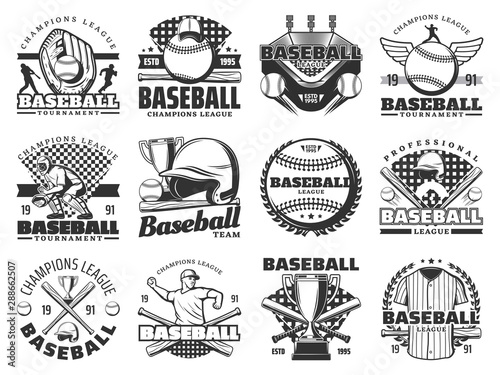 Baseball sport items and players