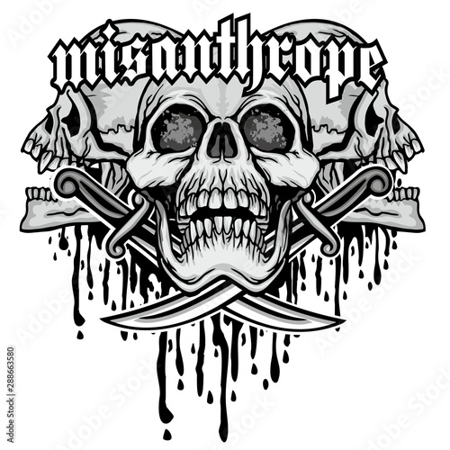 Gothic sign with skull, grunge vintage design t shirts