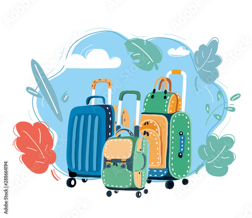 Suitcase on wheels.