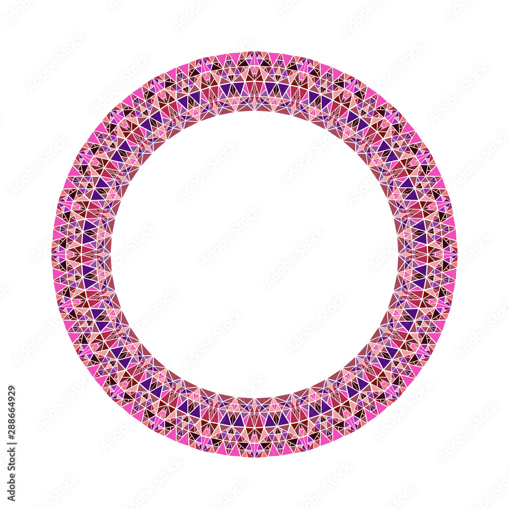 Geometrical abstract triangle tile circle border - polygonal round vector design element on white background Geometrical abstract triangle tile circle border - polygonal round vector design element on white background