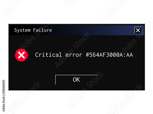 Retro ui error message window. Night mode theme.