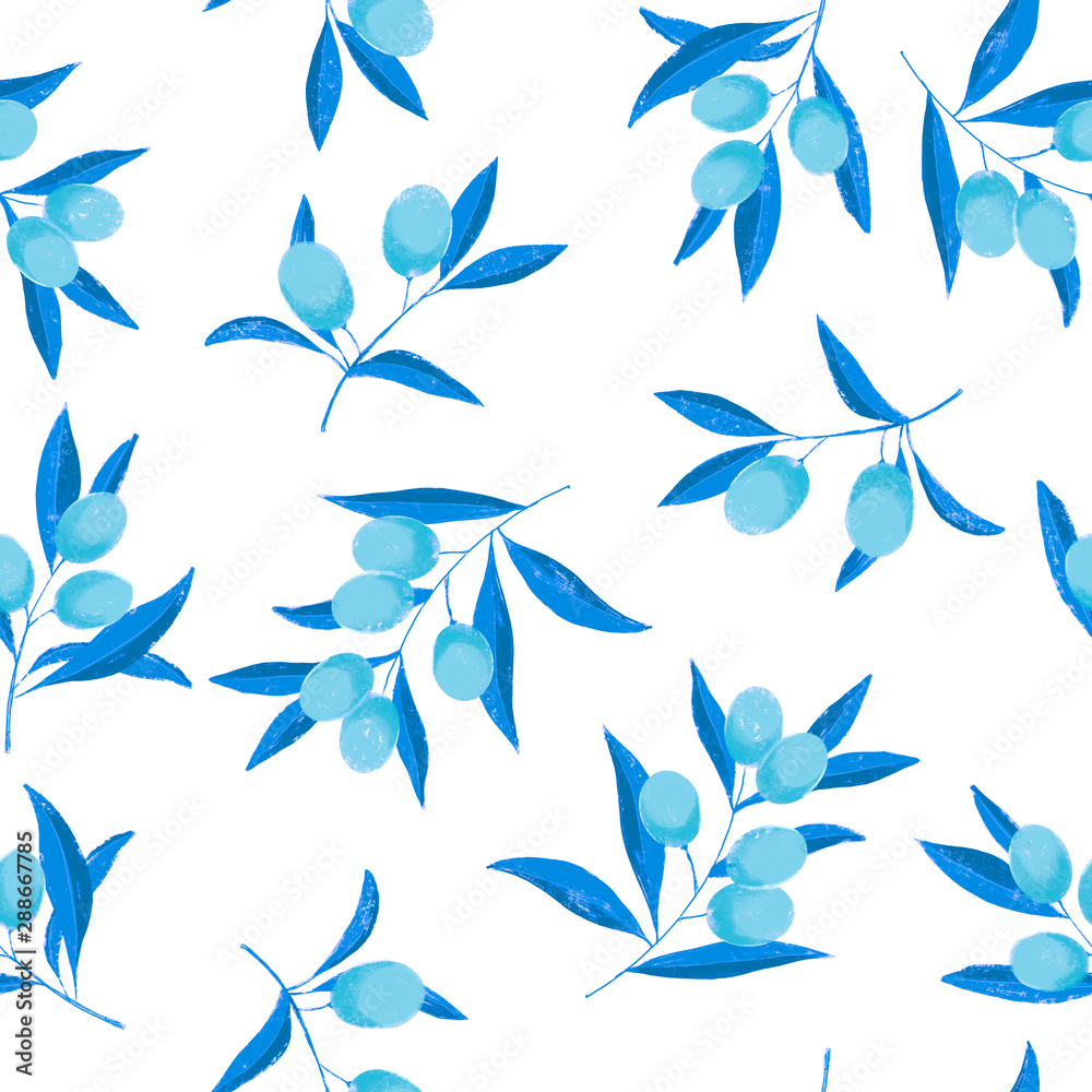 Seamless pattern with modern and stylish olives or branches background. Beautiful hand-drawn wallpaper. Organic food. Realistic acrylic drawings. Seamless pattern with modern and stylish olives or branches background. Beautiful hand-drawn wallpaper. Organic food. Realistic acrylic drawings.