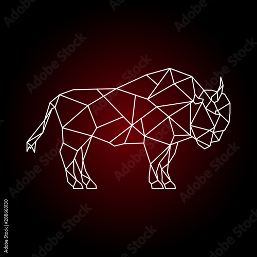Vector geometric buffalo print. Polygonal bull illustration.