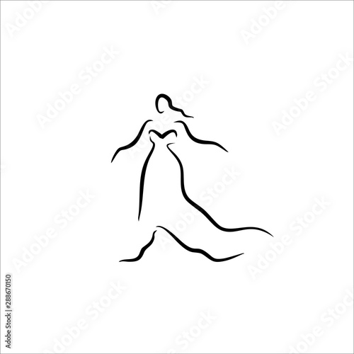 silhouette of a woman in a dress logo vector 