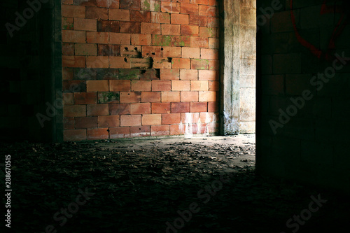old brick wall with doorway