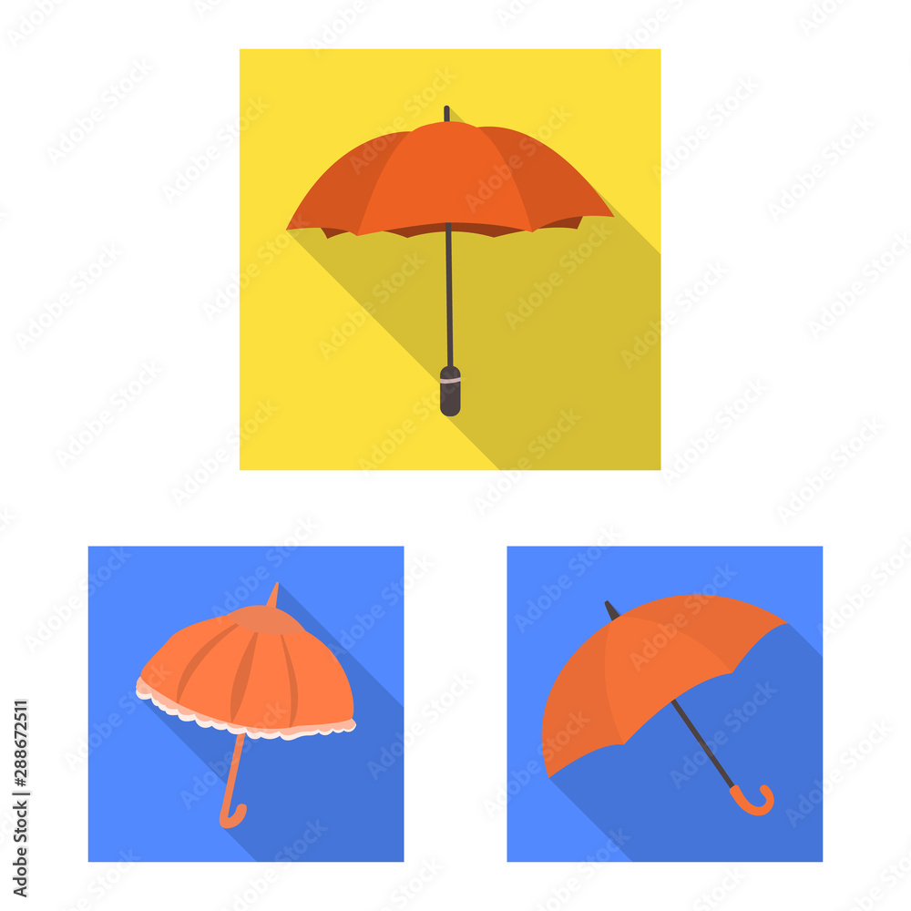 Vector design of protection and closed icon. Set of protection and rainy stock symbol for web.