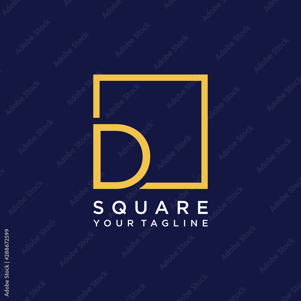 letter D Logo design with square frame line art. business consulting concept. studio icon - vector letter D Logo design with square frame line art. business consulting concept. studio icon - vector