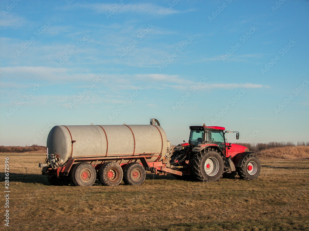 Obraz premium old tractor in a field