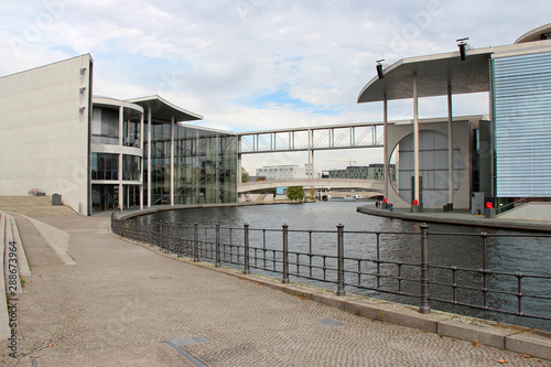 river spree and buildings (Marie-Elisabeth-Lüders-Haus and Paul Löbe Haus) in berlin (germany)