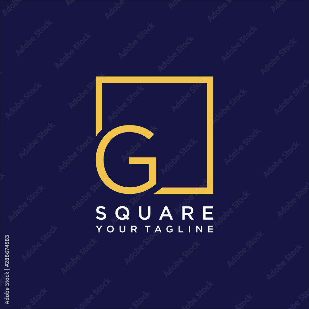 letter G Logo design with square frame line art. business consulting concept. studio icon - vector