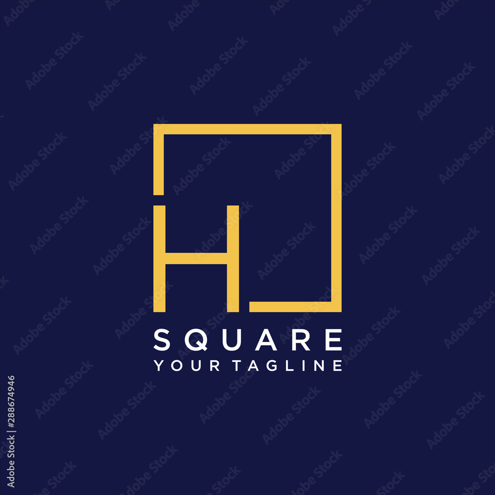 Fototapeta premium letter H Logo design with square frame line art. business consulting concept. studio icon - vector