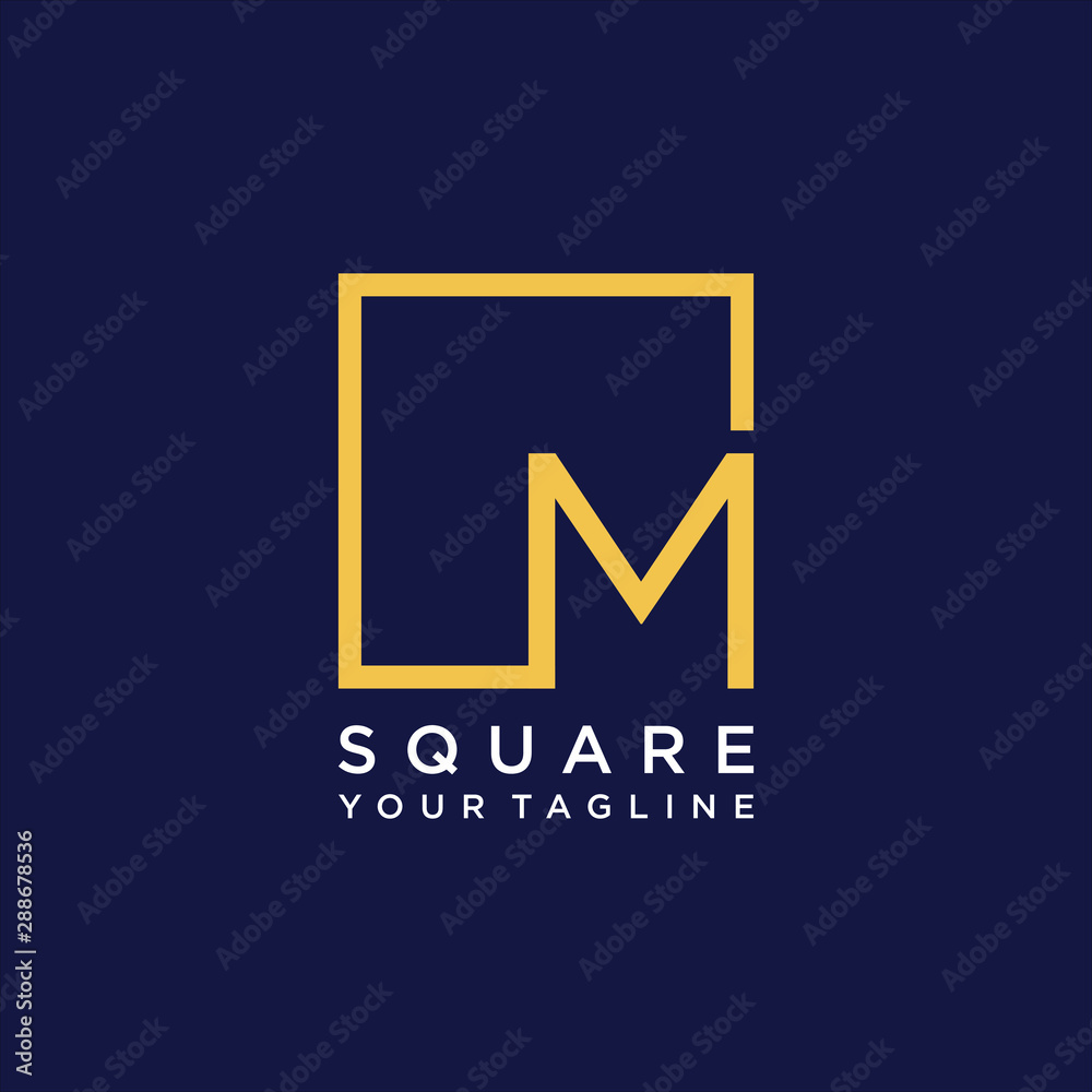 letter M Logo design with square frame line art. business consulting concept. studio icon - vector letter M Logo design with square frame line art. business consulting concept. studio icon - vector