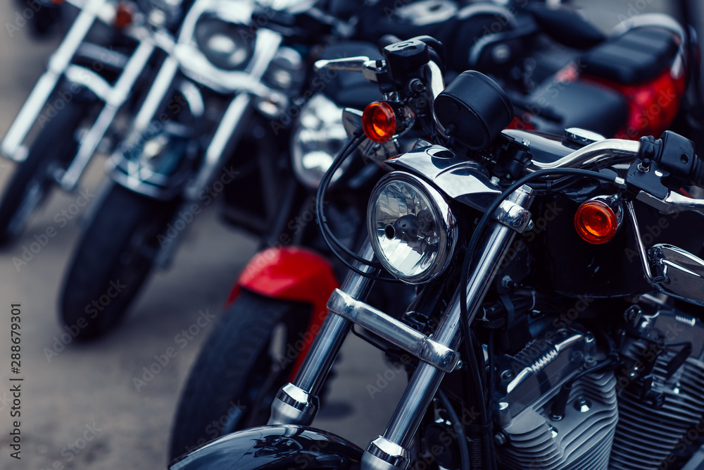 rows of motorcycles in the motorcycle salon.