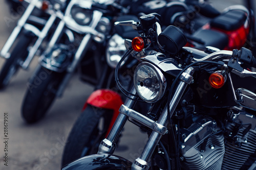 rows of motorcycles in the motorcycle salon.